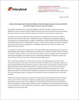 MHEC and MSDE Joint Implementation Plan Document Cover
